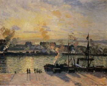 卡米耶 畢沙羅 Sunset, the Port of Rouen